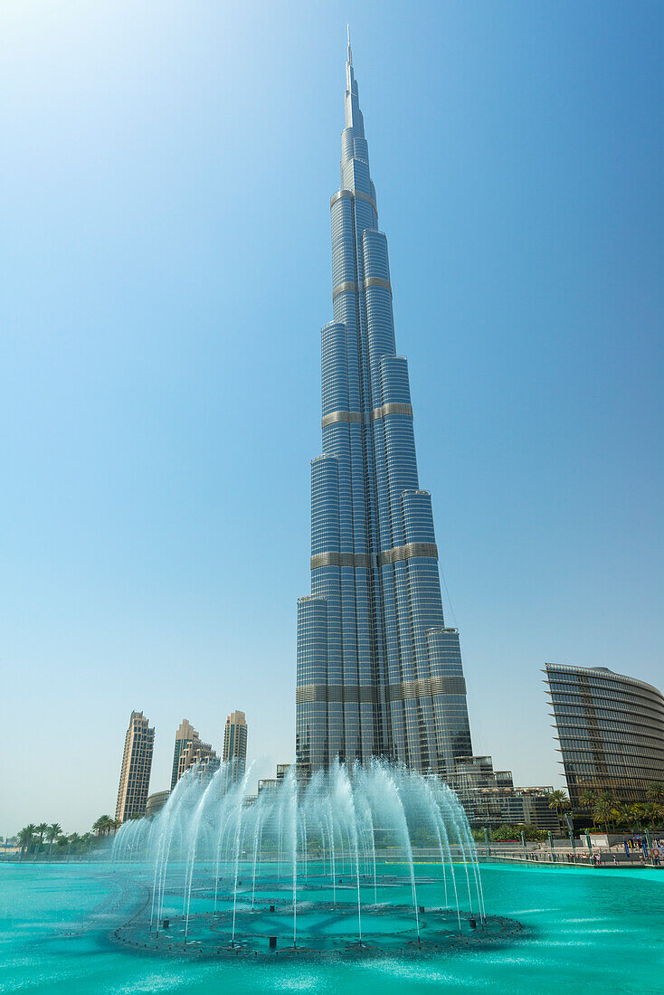 Fountains In Front Of The Burj Khalifa,Dubai,United Arab Emirates