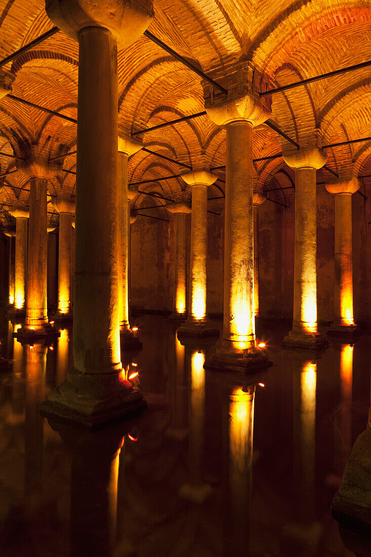 The Inside Of Basilica Cistern In Sultanahmet,Istanbul,Turkey