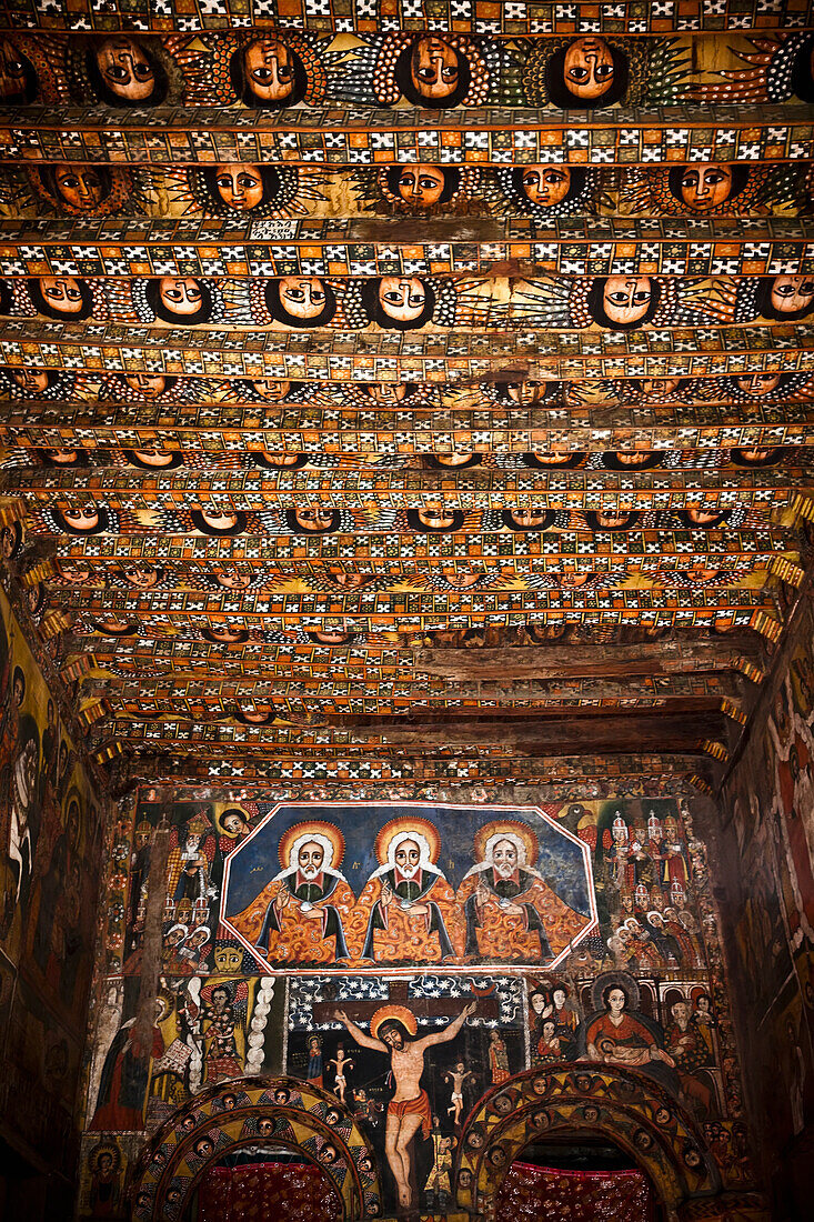 Details Of The Painted Ceiling And Walls In Debre Berhan Selassie Church,Gondar,Amhara Region,Ethiopia