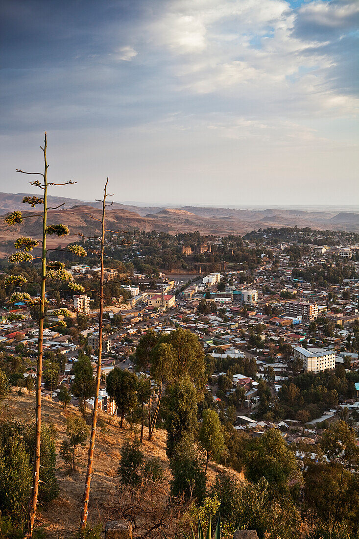 Blick auf die Stadt Gondar von einem hohen Aussichtspunkt, Gondar, Äthiopien