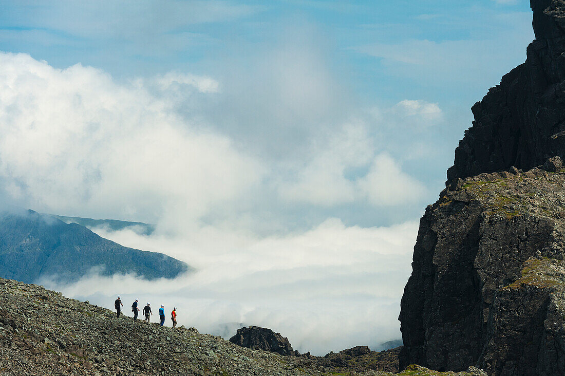 Climbers On The Black Cuillin Ridge Between Sgurr Dearg And Sgurr Mhic Choinnich,Isle Of Skye,Scotland