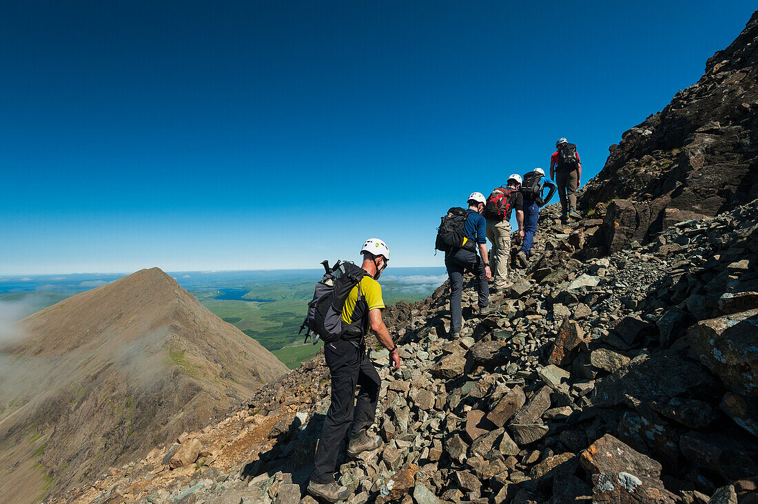 Climbers Going Up Ridge In The Black Cuillin,Isle Of Skye,Scotland