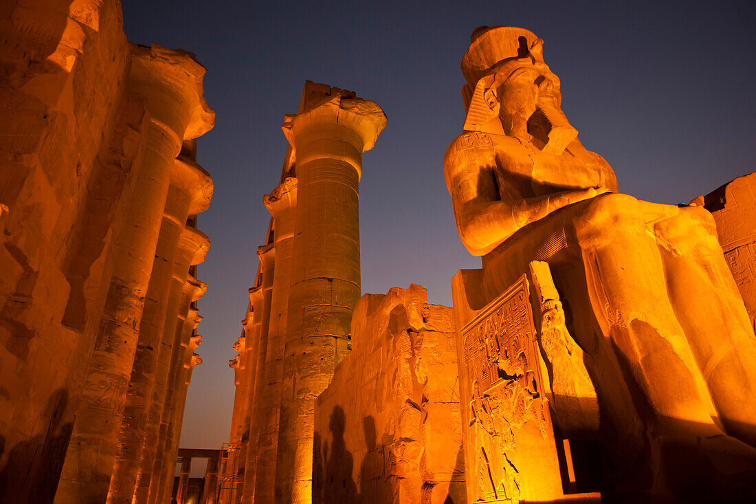 Luxor Temple with ancient columns and sculptures in Luxor,Egypt.,Luxor,Egypt