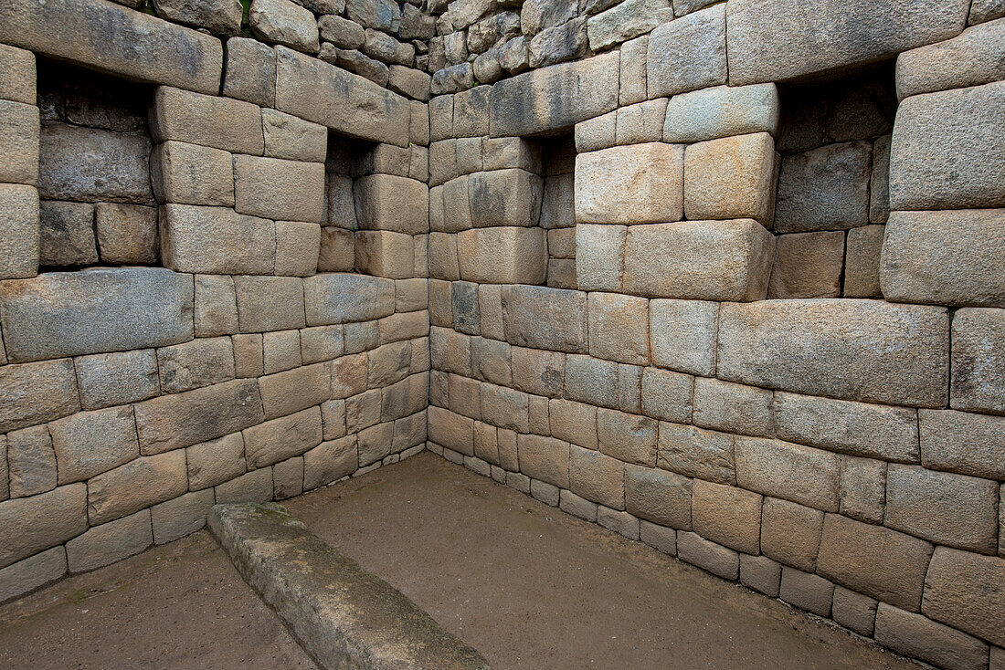 Steinmauern der Gebäude von Machu Picchu, Peru