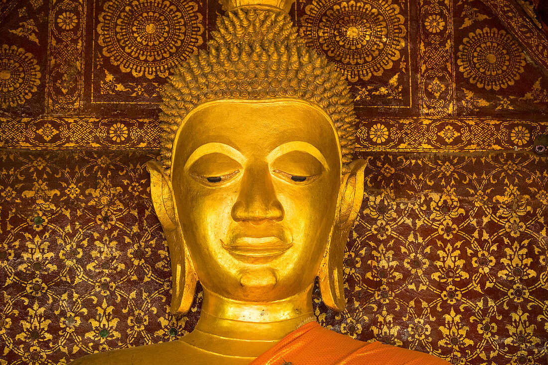 Kopf eines Buddhas im Kloster Wat Xieng Thong, Luang Prabang, Laos