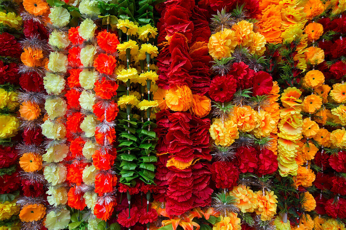 Blumengirlanden zum Verkauf,Bhaktapur,Nepal