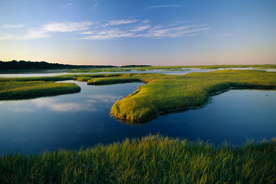 Wattenmeer von Nauset Marsh an der Ostküste der USA, Cape Cod, Massachusetts, Vereinigte Staaten von Amerika