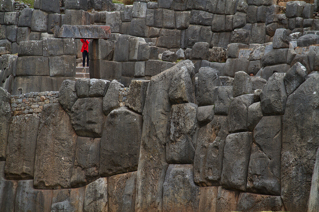 Part of the ruins of Sacsayhuaman walled complex,Cuzco,Peru