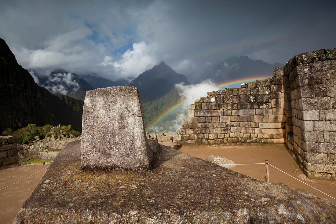 Intihuatana,or Hitching Post of the Sun at Machu Picchu,Peru