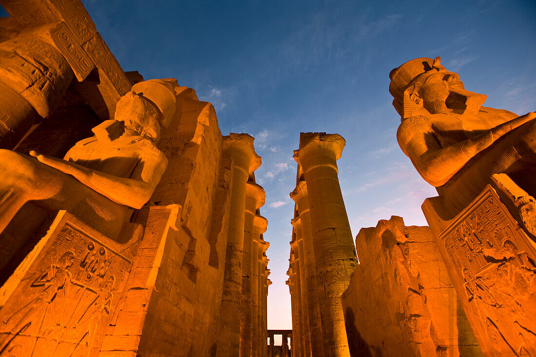 Ramses II Colossus at the entrance and central corridor of Luxor temple,Luxor,Egypt