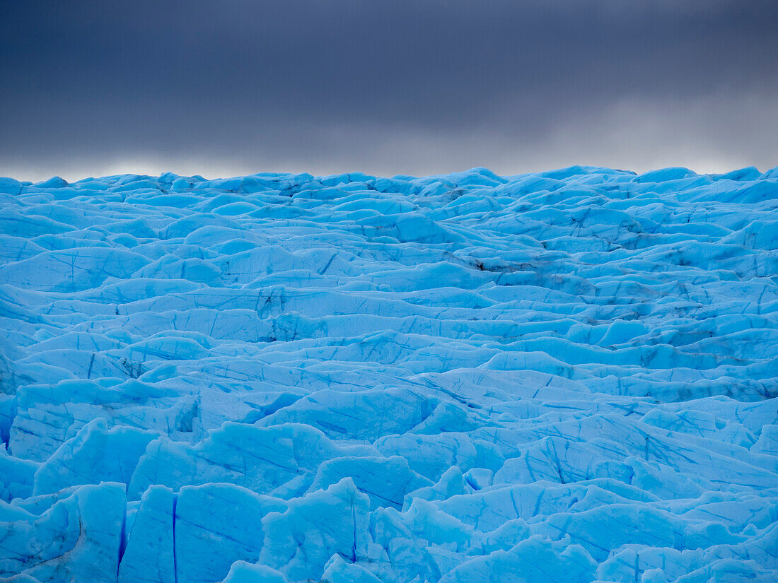 Blue ice from Grey Glacier that comes down from the third largest ice field,the southern Patagonian ice field in Torres del Paine National Park,Patagonia,Chile