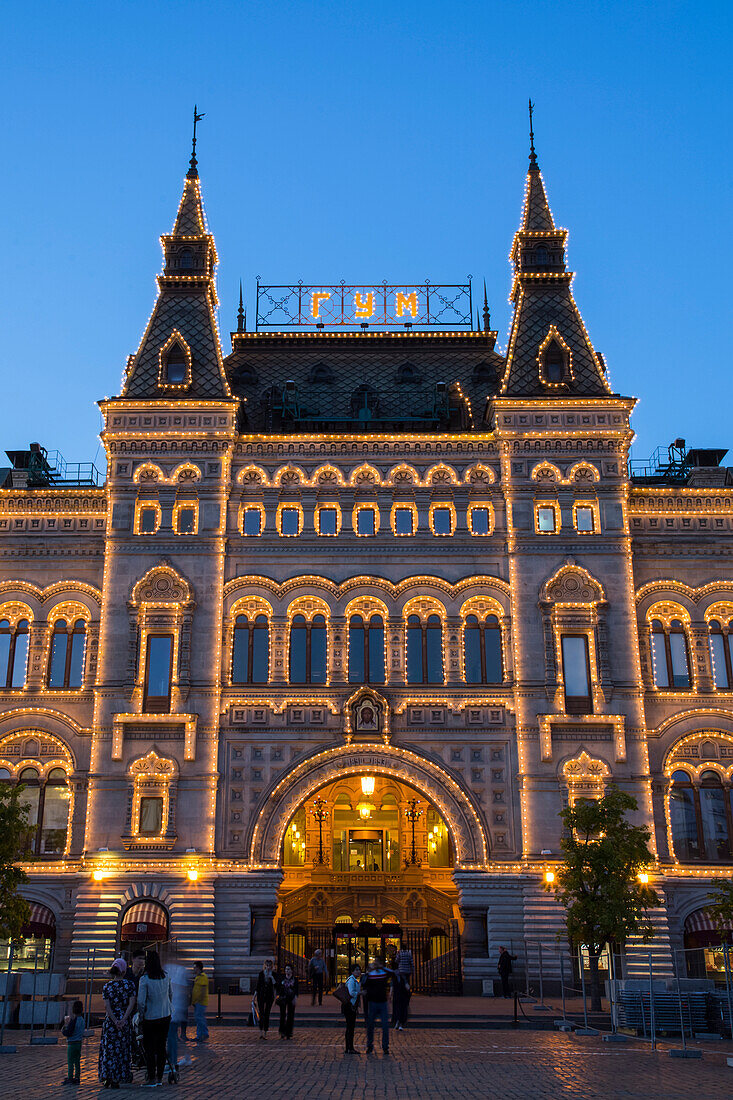 GUM Department Store at dusk,Red Square,Moscow,Russia