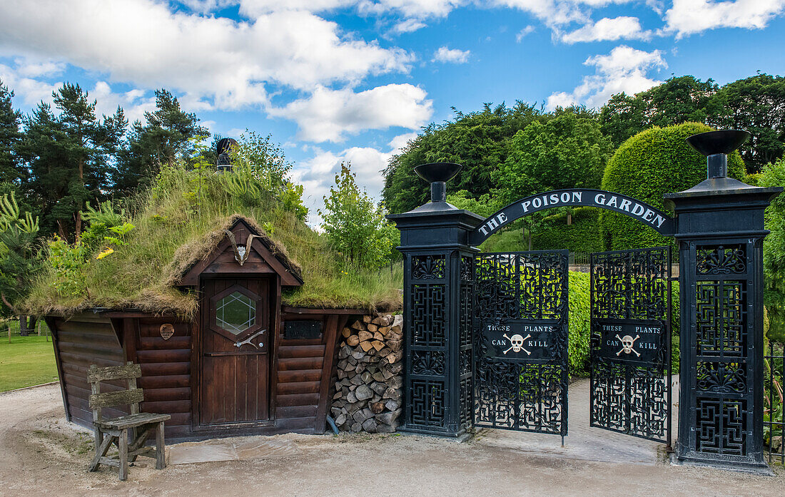 World famous Poison Garden entrance in The Alnwick Garden,Alnwick,Northumberland,England