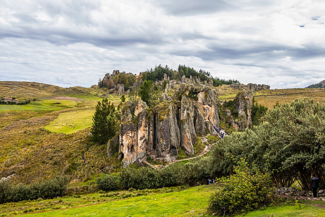 Los Frailones,massive volcanic pillars at Cumbemayo,Cajamarca,Peru