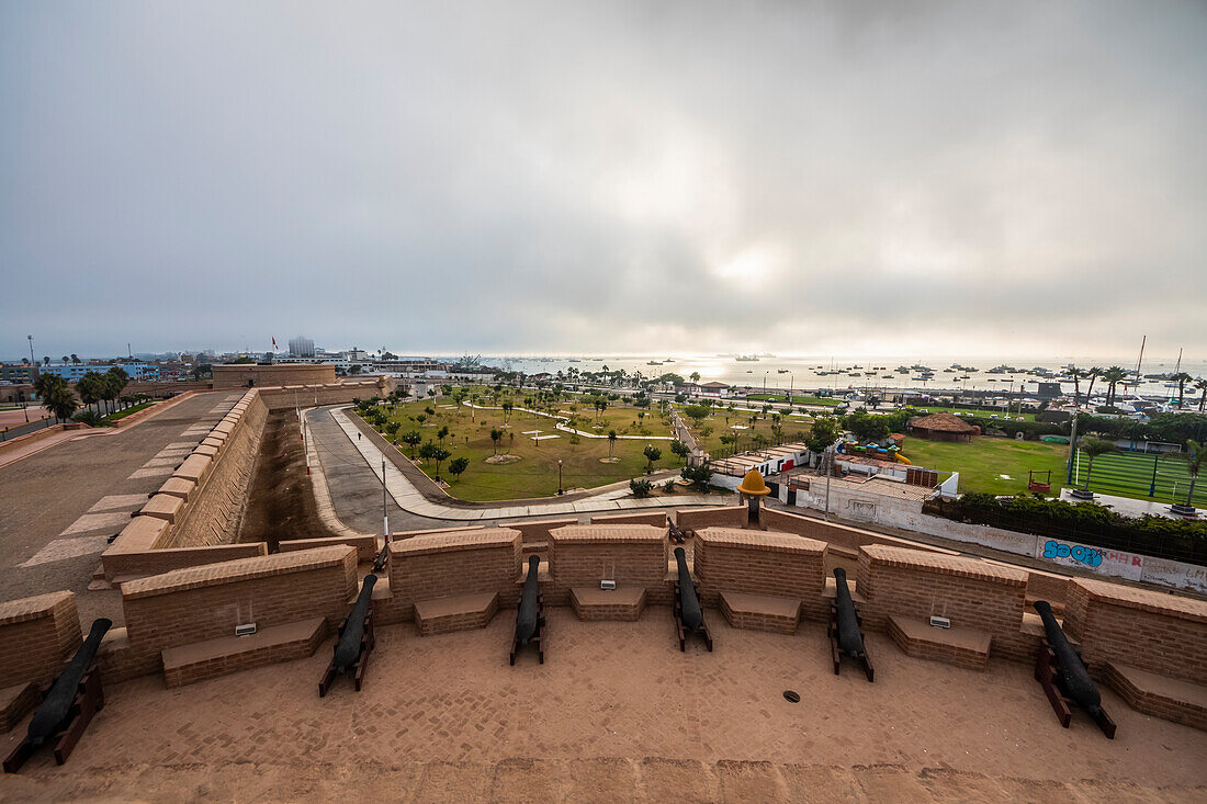 Cannons atop King's Tower,Real Felipe Fortress,El Callao,Lima,Peru