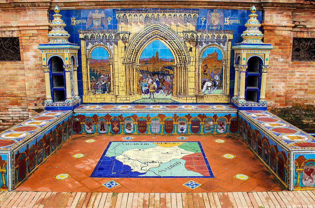 Ceramic bench (representing Segovia),Plaza de Espana,Seville,Spain