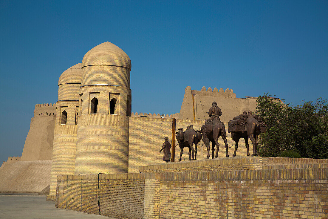 Sculpture of Camel Train in Itchan Kala,Khiva,Uzbekistan