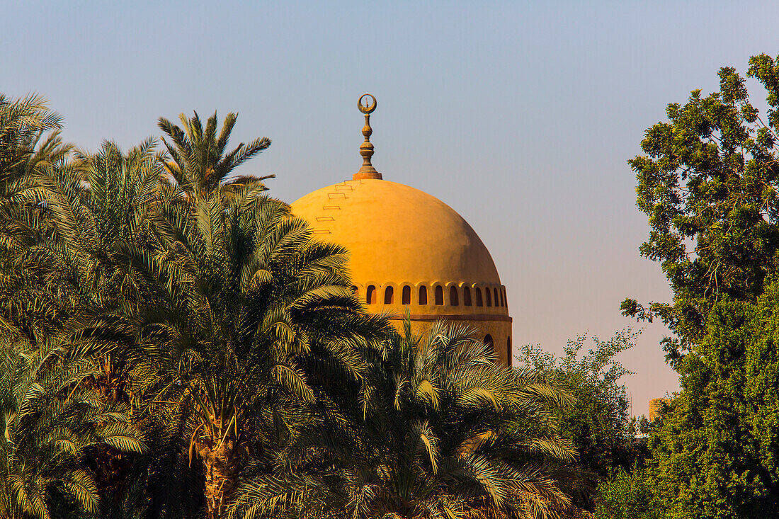 Close-up of a golden dome of a mosque on the banks of the Nile River,Egypt,North Africa,Africa