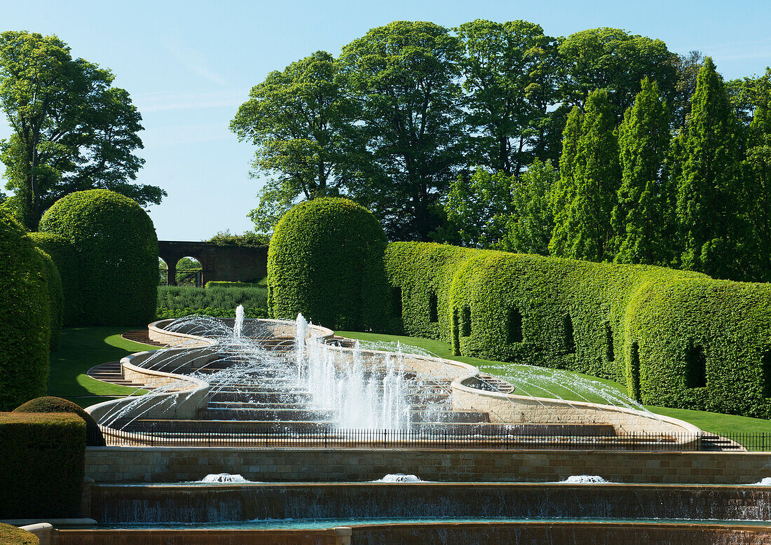 Grand Cascade performing in The Alnwick Garden,Northumberland,England