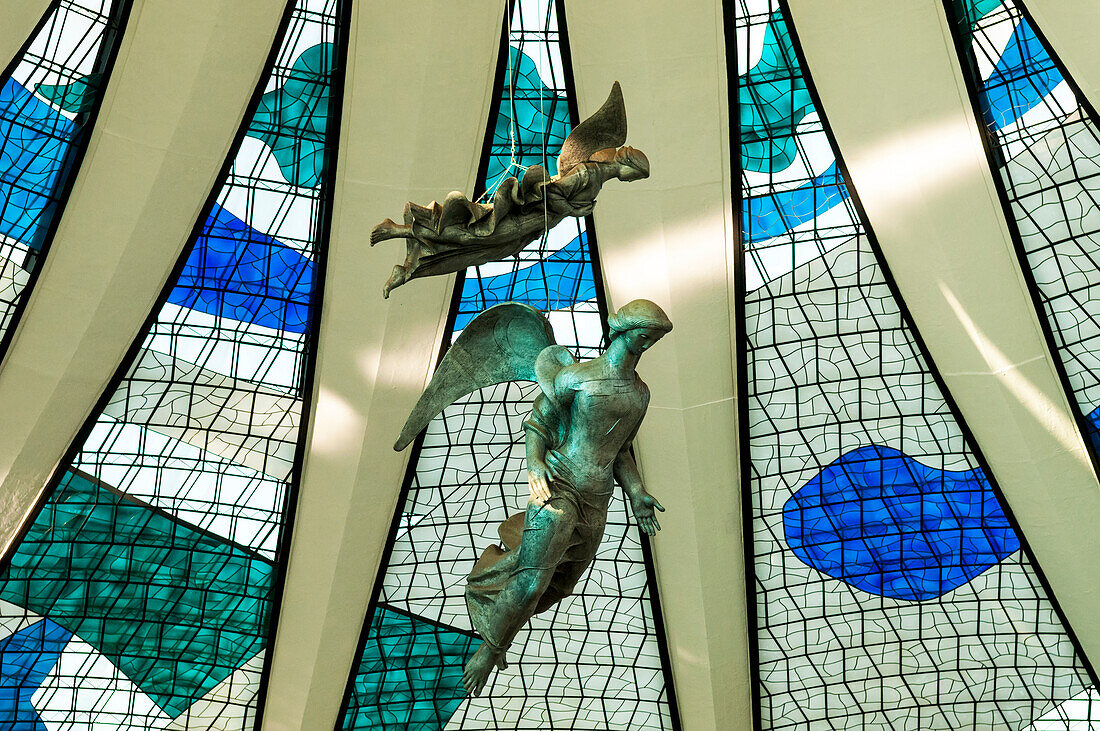 The statues of angels found in the Cathedral of Brasilia,Brasilia,Brazil