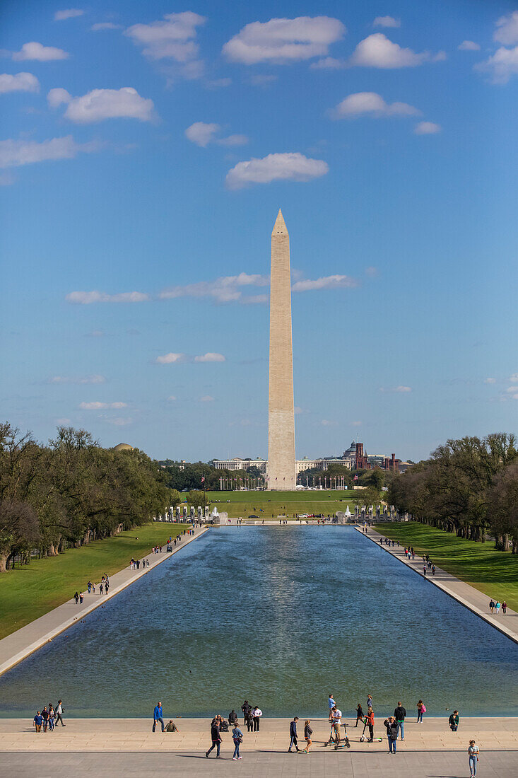 Washington Monument vom Lincoln Monument aus gesehen, Washington D.C., Vereinigte Staaten von Amerika