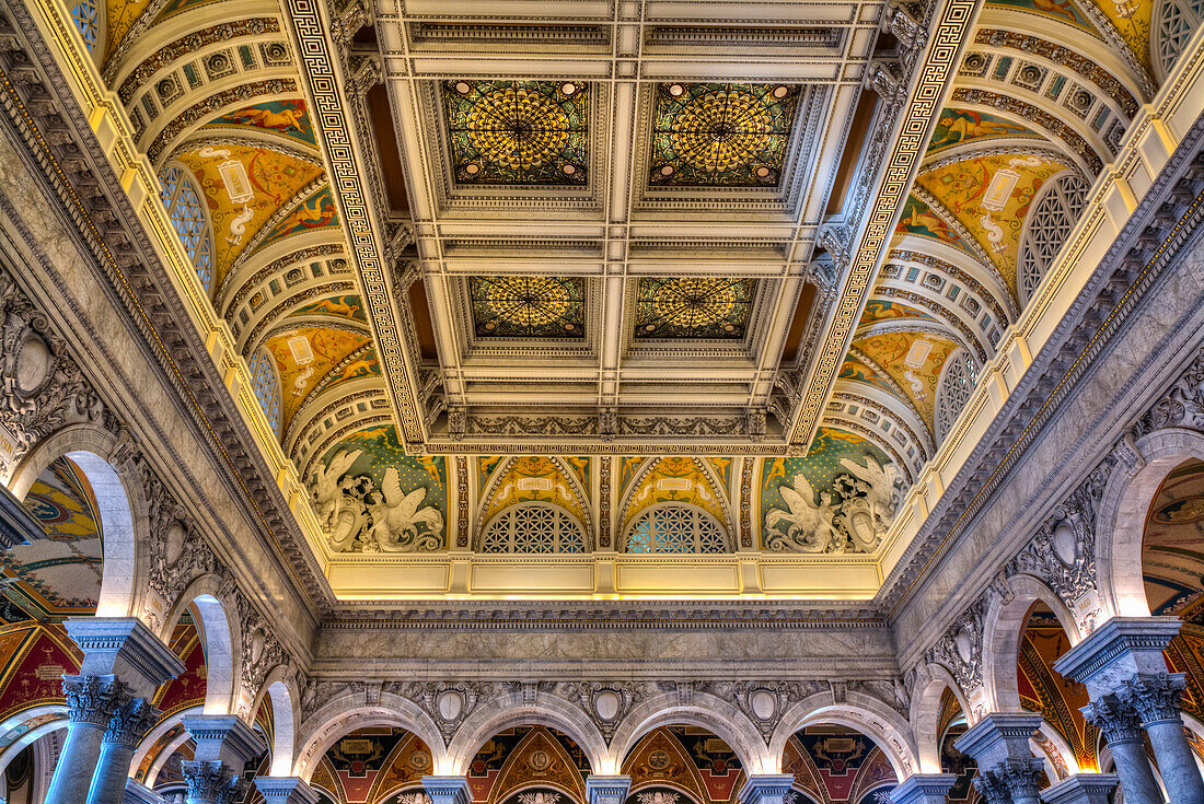 Ceiling and walls,Library of Congress,Washington D.C.,United States of America