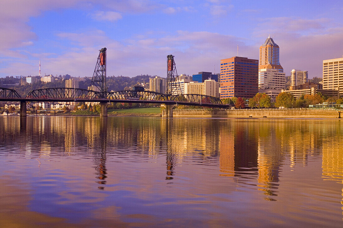 Hawthorne Bridge over the Willamette River,Portland,Oregon,United States of America