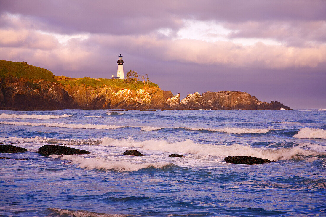 Yaquina Head Light at sunrise,Yaquina Bay State Park,Oregon,United States of America