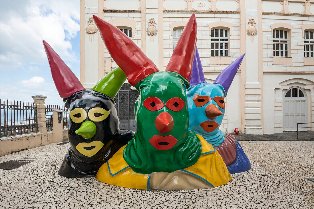 Skulptur einer Karnevalsmaske,Salvador,Bahia,Brasilien