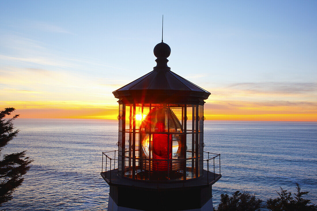 Cape Meares Light on the Oregon coast at sunset,Oregon,United States of America