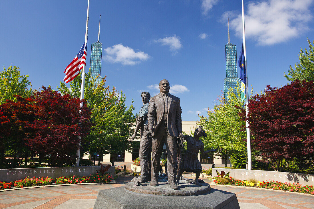 The Dream,also known as the Dr. Martin Luther King Jr. Memorial Sculpture,is an outdoor bronze sculpture of Martin Luther King Jr. by Michael Florin Dente,located outside the Oregon Convention Center in Portland,Oregon,Portland,Oregon,United States of America