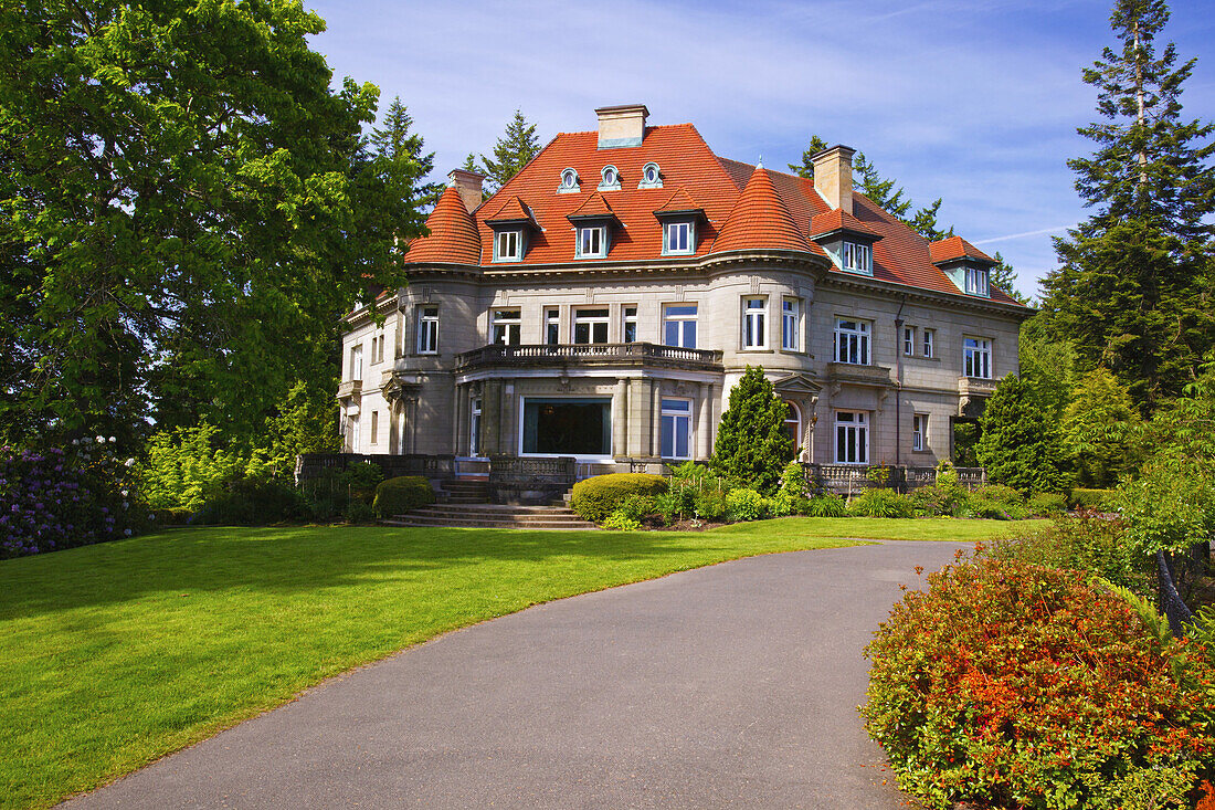 Pittock Mansion and landscaped gardens,the historic residence of Henry Pittock,publisher of the Oregonian,Portland,Oregon,United States of America