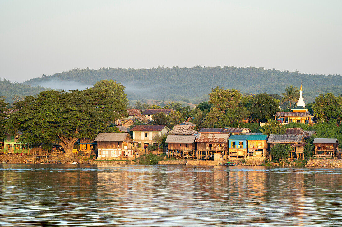 Rural village on the Irrawaddy River,Myanmar-Burma,Kachin,Myanmar