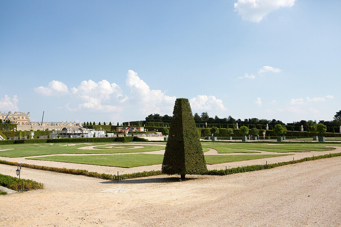 A view of the gardens at the Palace of Versailles.,Versailles,France