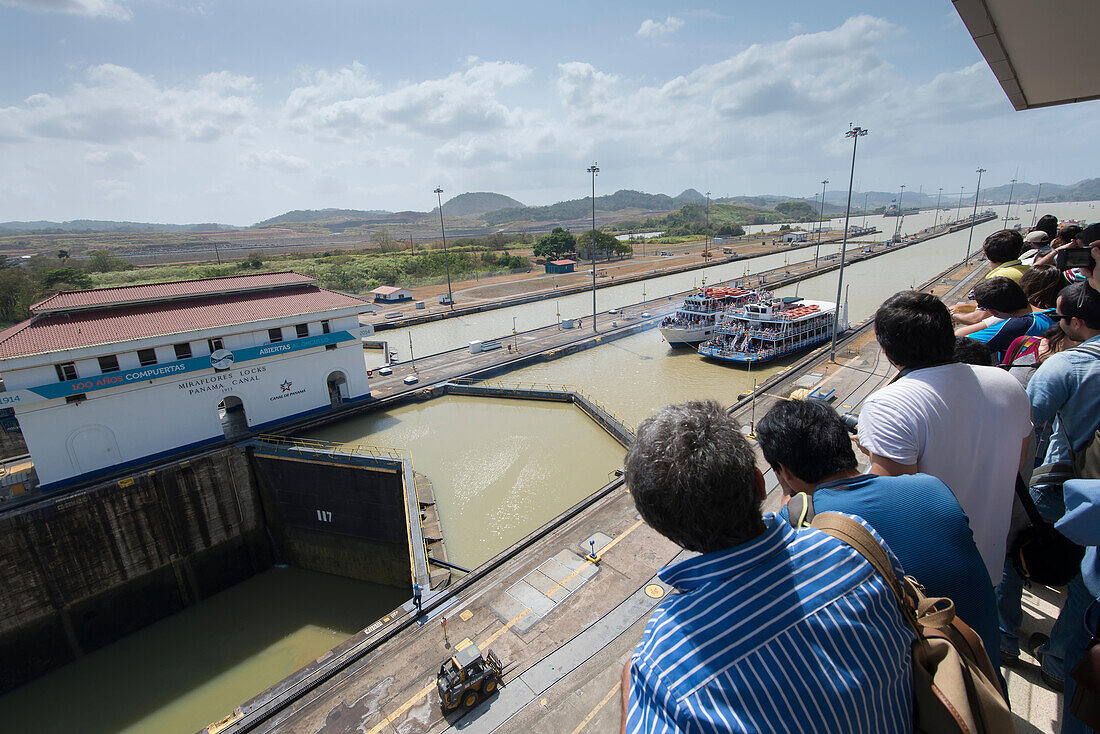Miraflores Locks along the Panama Canal.