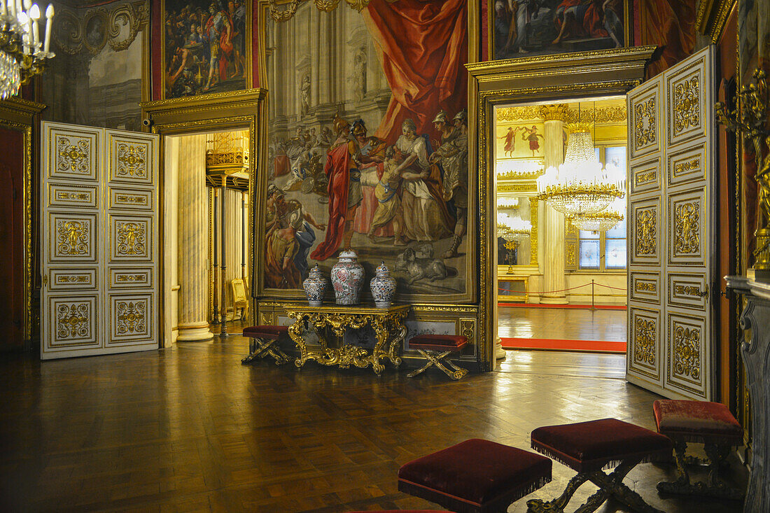 Opulentes Zimmer im Königlichen Palast von Turin, Italien, Turin, Piemont, Italien
