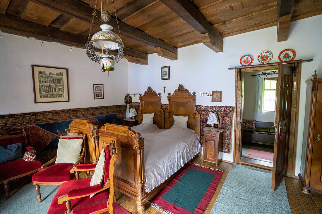 Schlafzimmer des Gästehauses von HRH Prince Charles in Zalanpatak in Siebenbürgen,Rumänien,Zalanpatak,Siebenbürgen,Rumänien