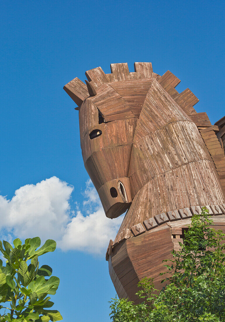 Rekonstruktion des Trojanischen Pferdes in Troja, UNESCO-Weltkulturerbe, Troja, Provinz Canakkale, Türkei
