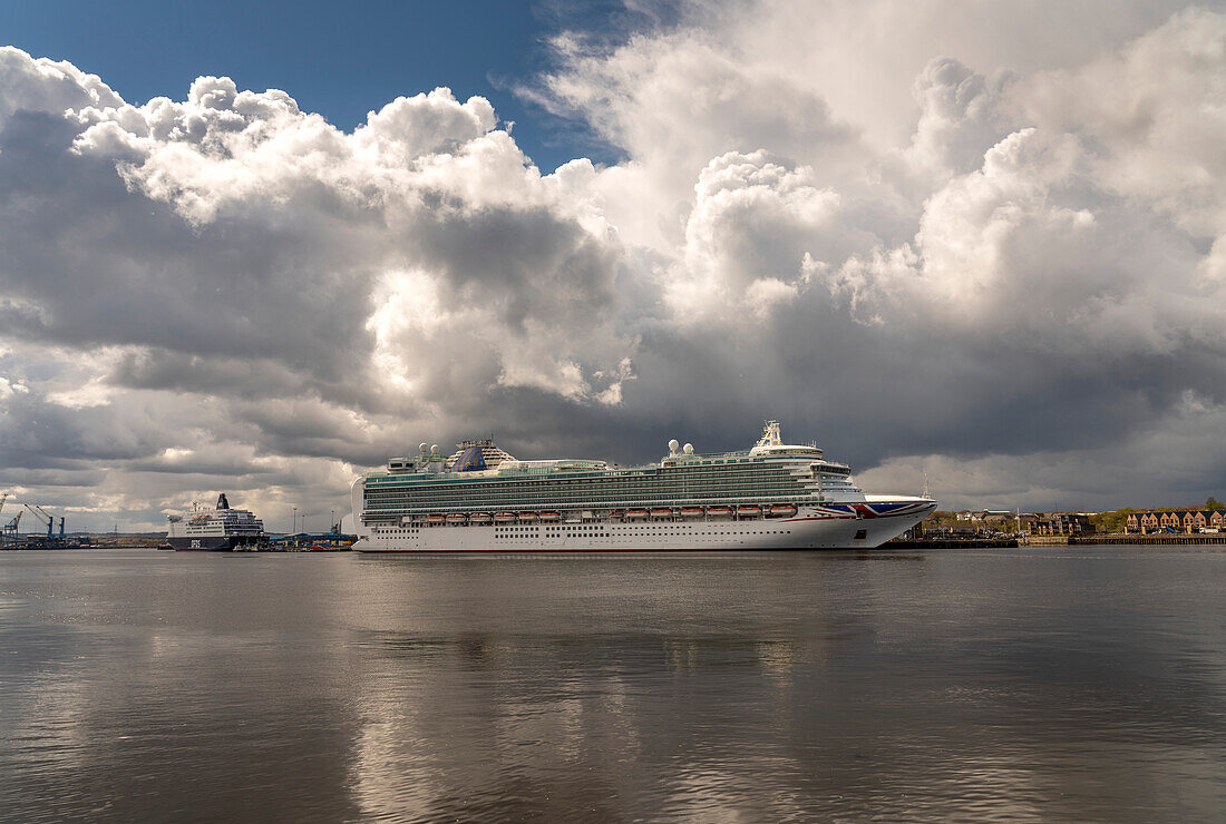 Cruise ships in the harbour of South Shields,South Shields,Tyne and Wear,England