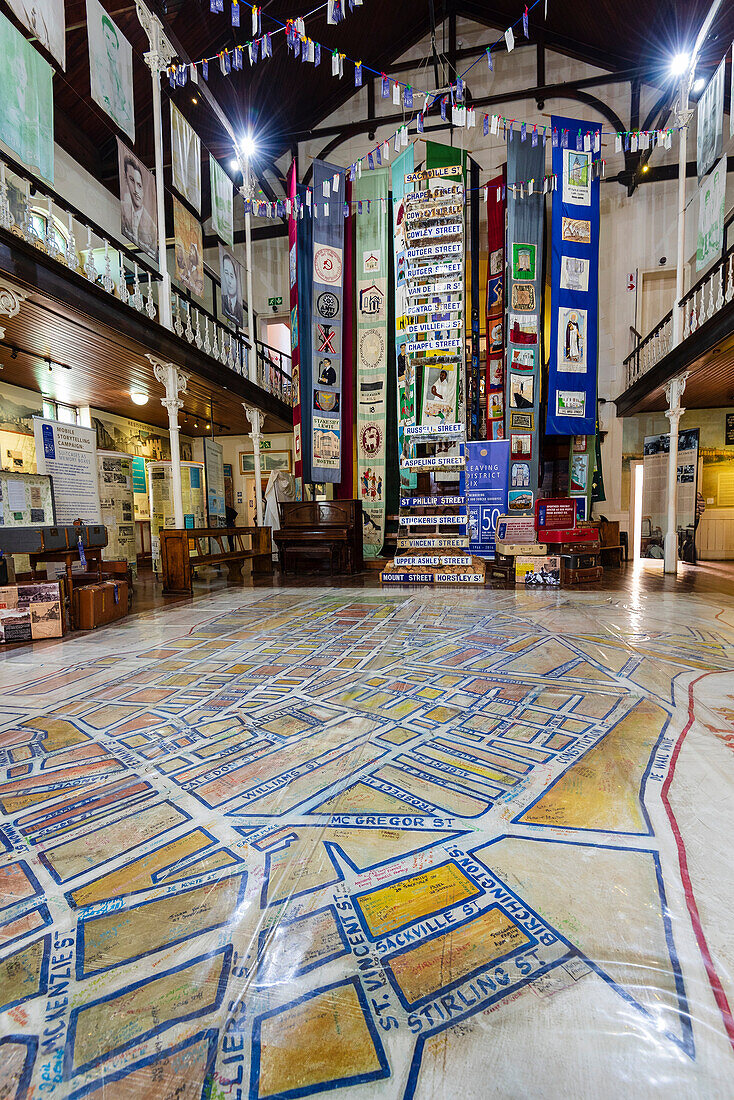 Colourful and unique interior of the District Six Museum,is a museum in the former inner-city residential area,District Six,in Cape Town,South Africa,Cape Town,South Africa