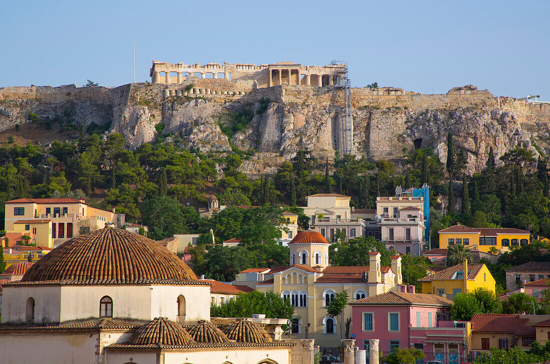 The Acropolis of Athens with Tsisdarakis Mosque in the foreground,Athens,Greece