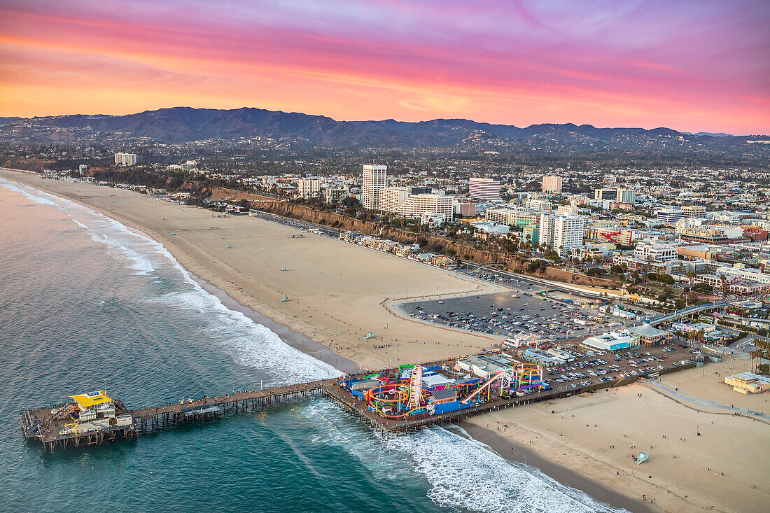 Santa Monica Beach and Pier,California,USA,Santa Monica,California,United States of America