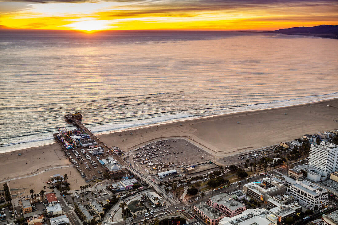 Santa Monica Beach and Pier,California,USA,Santa Monica,California,United States of America