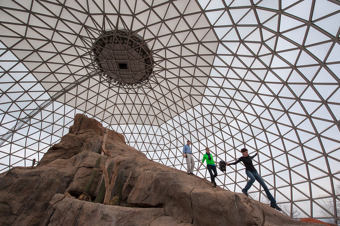 Im Inneren des Desert Dome, der größten verglasten geodätischen Kuppel der Welt, im Omaha Zoo, Omaha, Nebraska, Vereinigte Staaten von Amerika