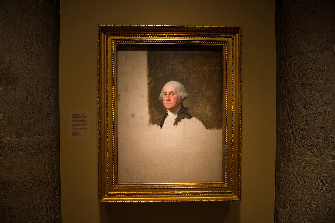 Die National Portrait Gallery im Smithsonian Museum of American Art, mit dem unvollendeten Porträt von George Washington von Gilbert Stuart, Washington, District of Columbia, Vereinigte Staaten von Amerika