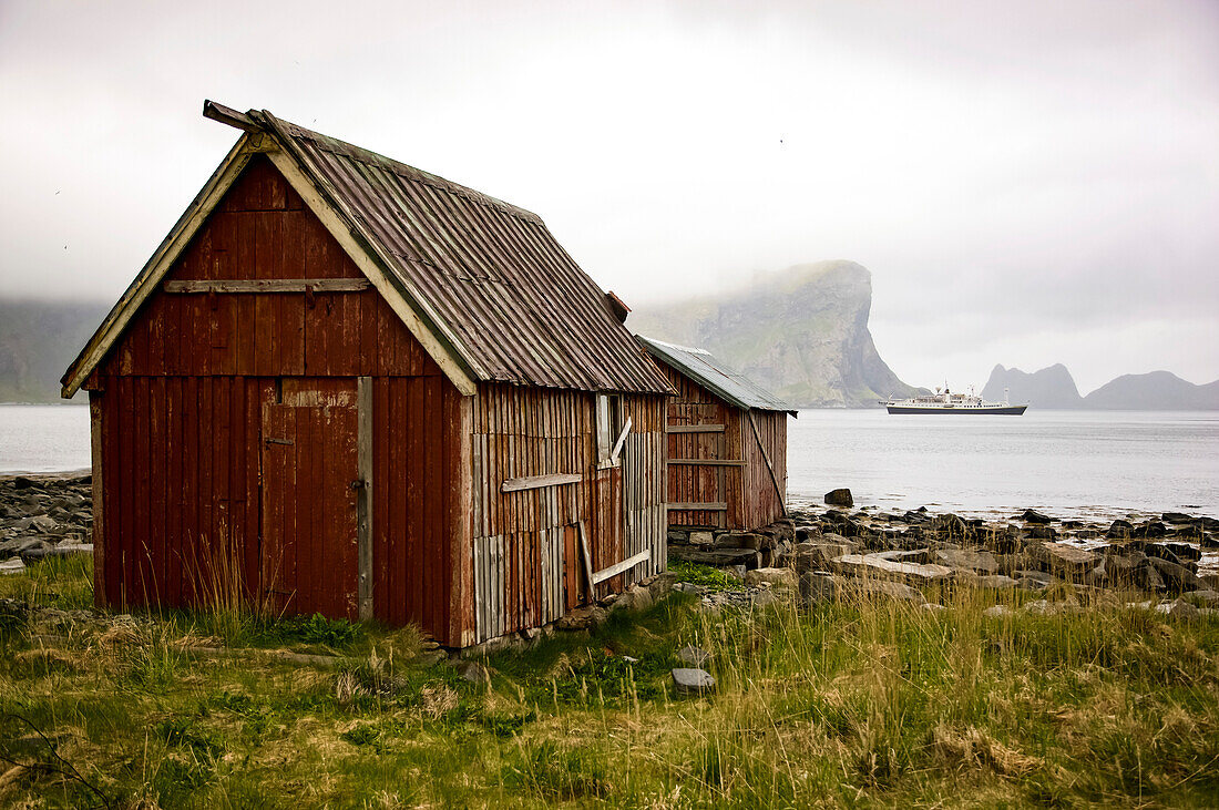 Buildings in the old fishing village of Vaeroya,Norway,Vaeroya,Lofoten Islands,Norway