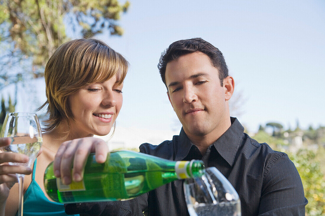 Couple Drinking Sparkling Water