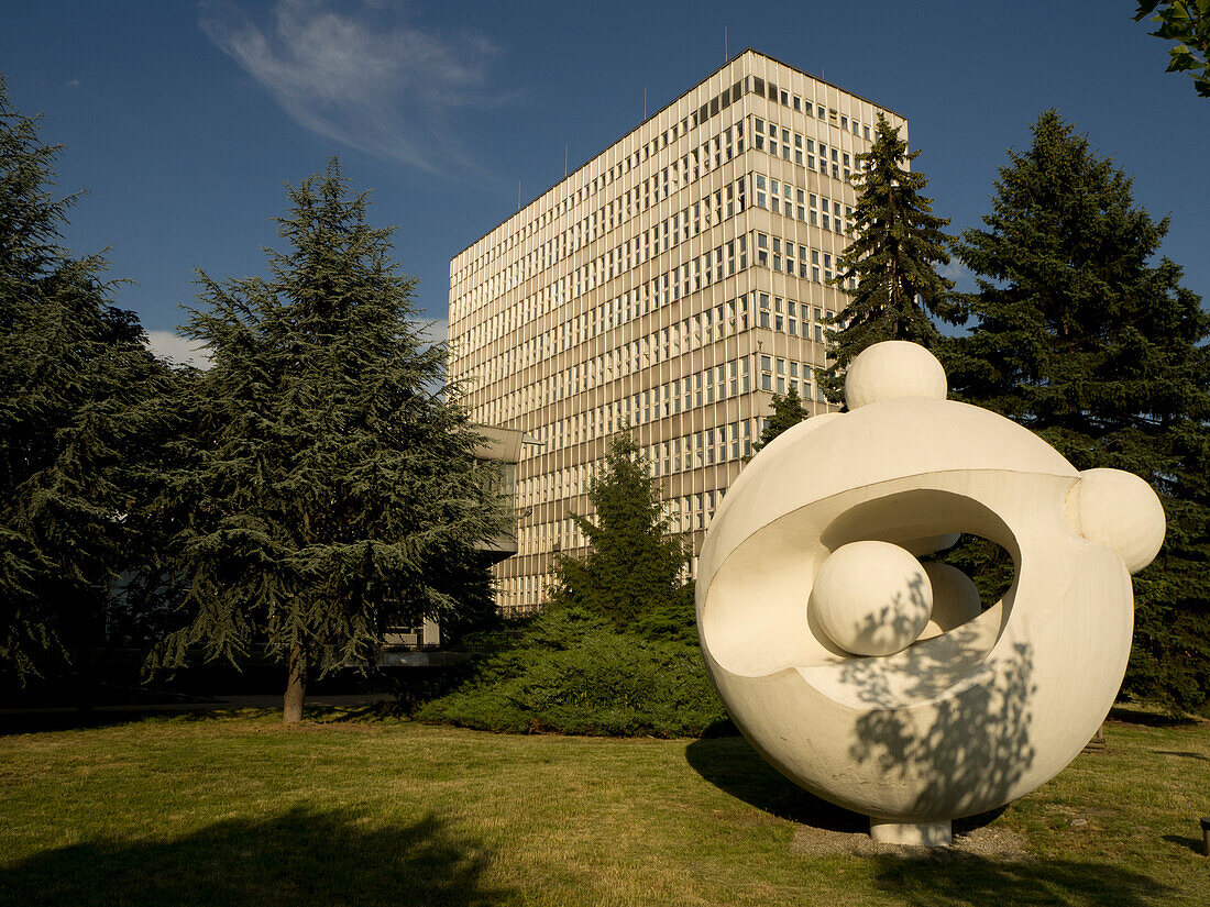 Atom sculpture on the grounds of the university departments of Chemistry and Biotechnology,Wroclaw University,Wroclaw,Poland