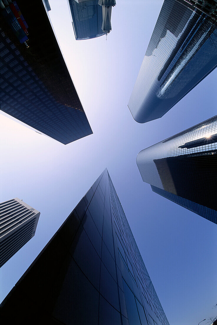 Looking Up at Office Towers Los Angeles,California,USA