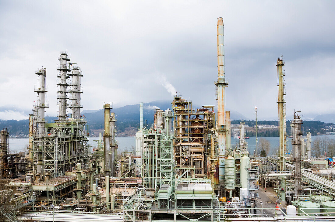 Chevron Oil Refinery on Burrard Inlet,Burnaby,British Columbia,Canada